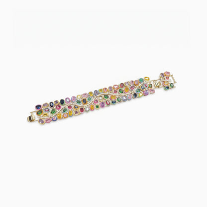 Multicolor Cluster Wide Cuff Bracelet
