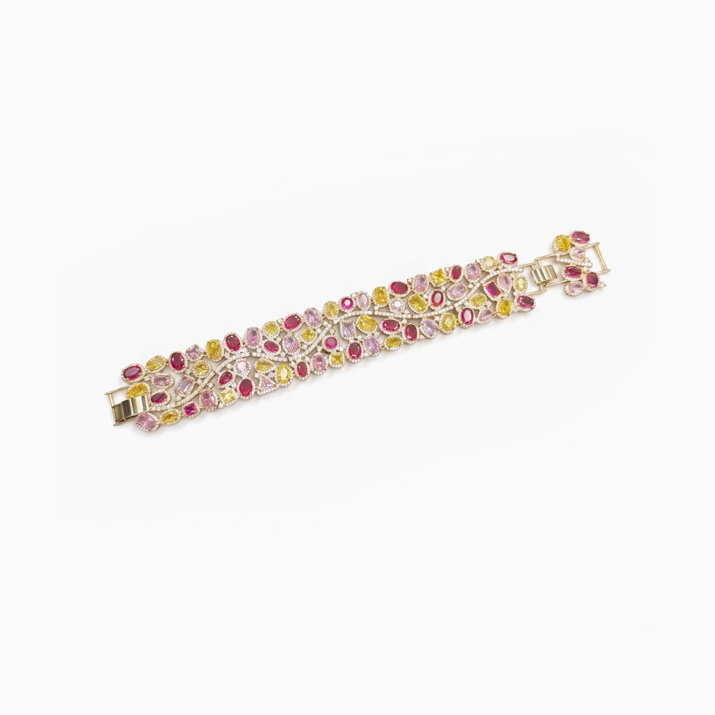 Multicolor Cluster Wide Cuff Bracelet