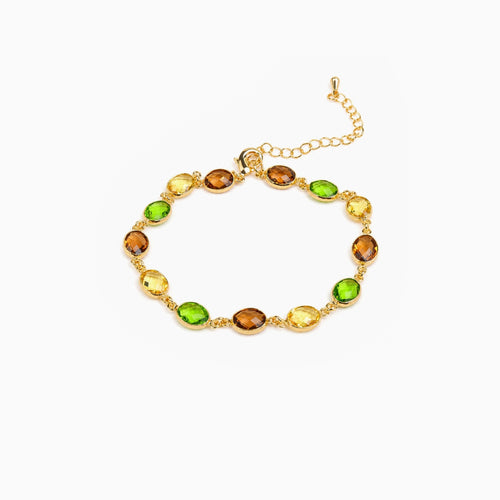 Olive Gem Link Bracelet