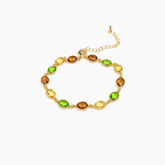 Olive Gem Link Bracelet