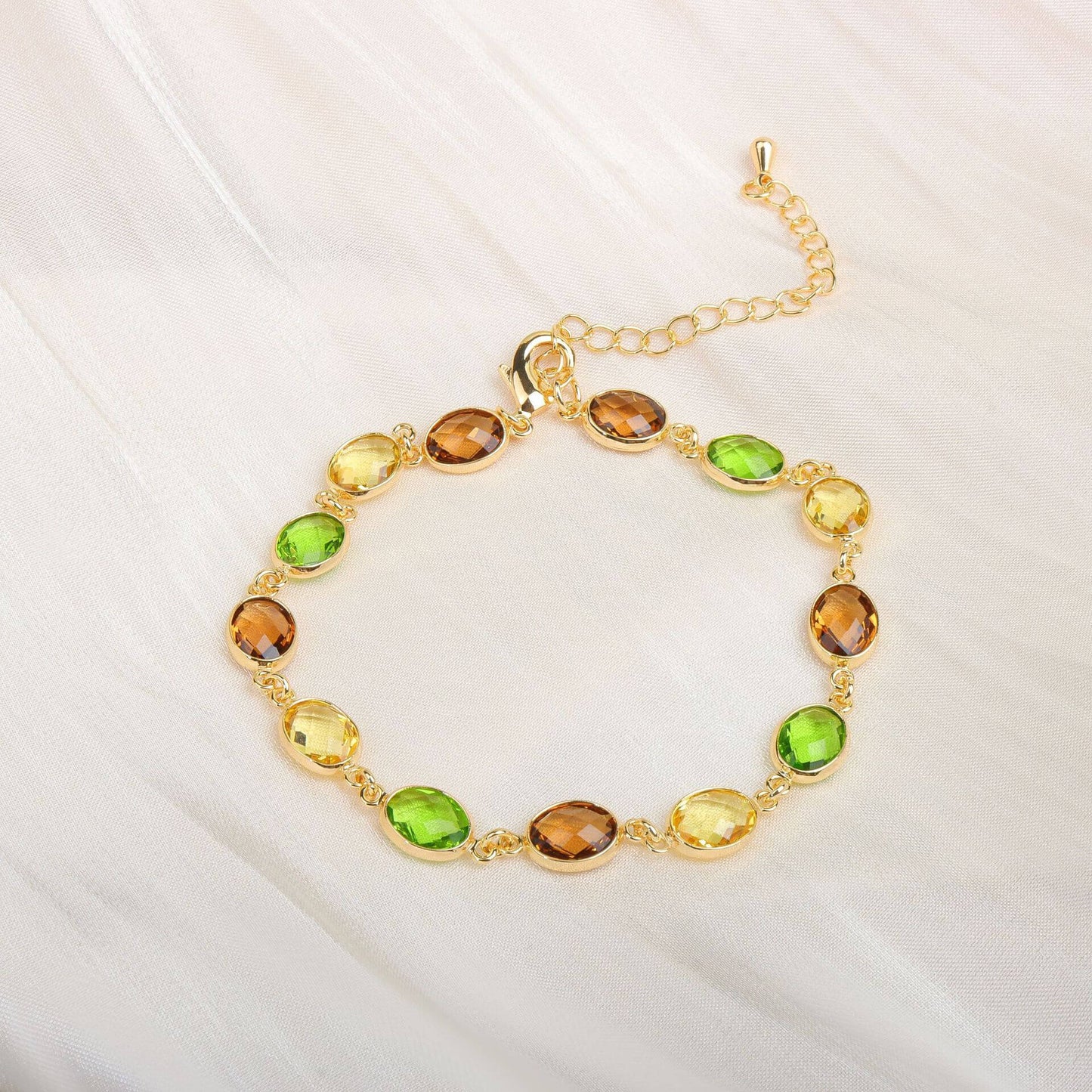 Olive Gem Link Bracelet