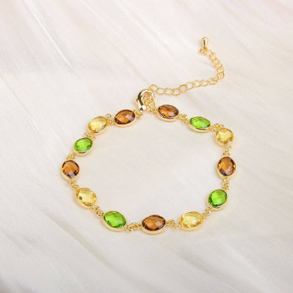 Olive Gem Link Bracelet