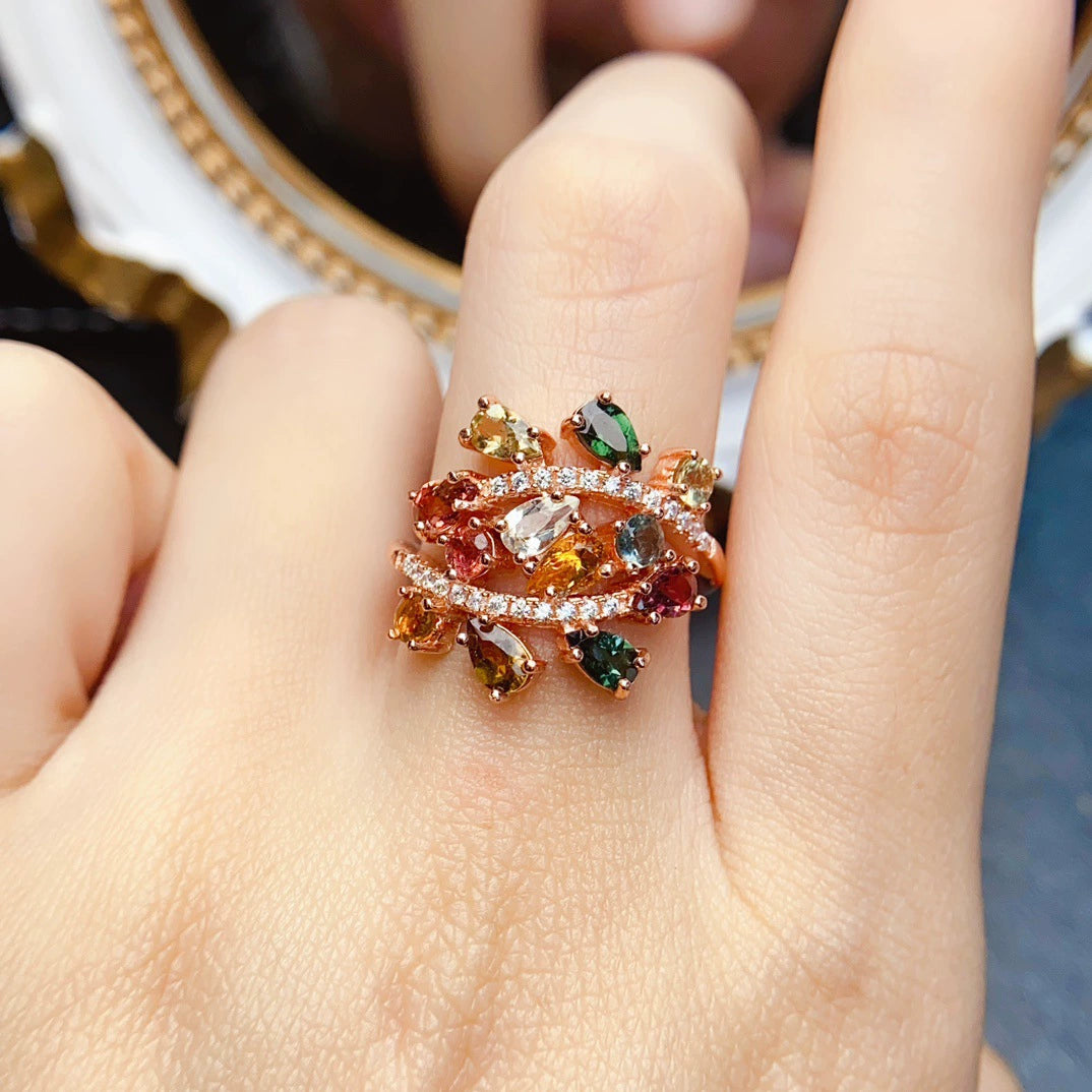 Bloom Spiral Tourmaline Ring