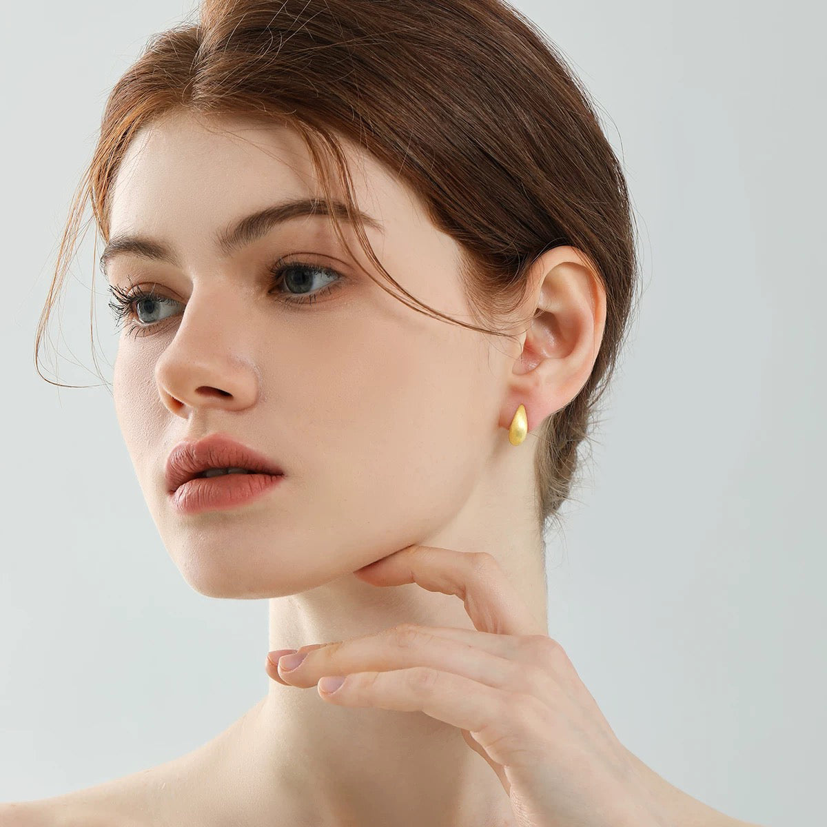 Drop Shaped Golden Plated  Hook Earrings