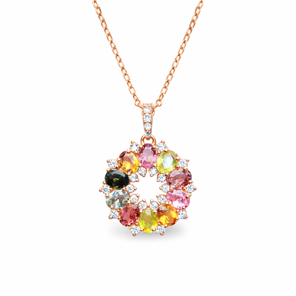 Circle Wreath Tourmaline Necklace