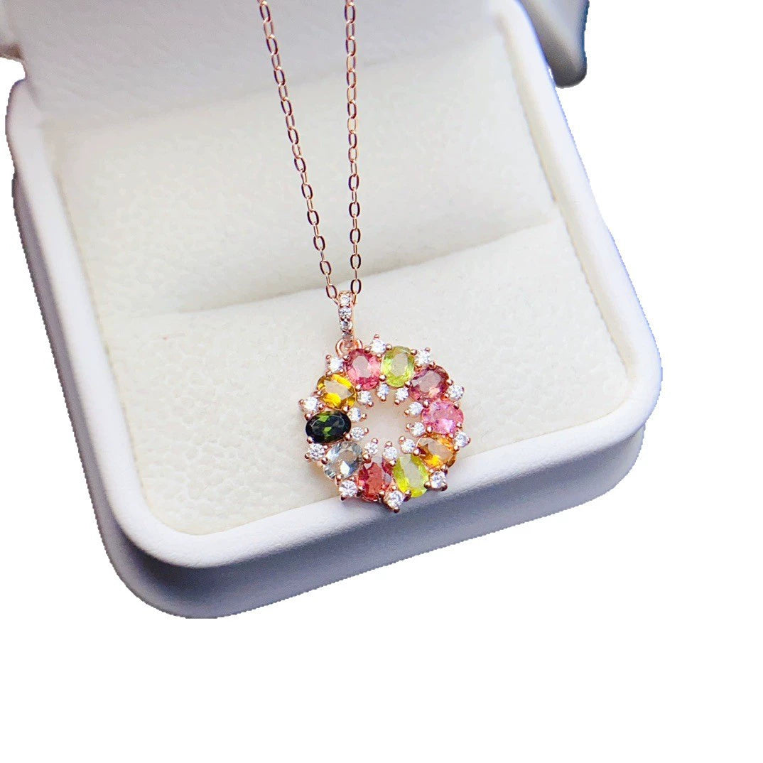 Circle Wreath Tourmaline Necklace