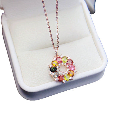 Circle Wreath Tourmaline Necklace