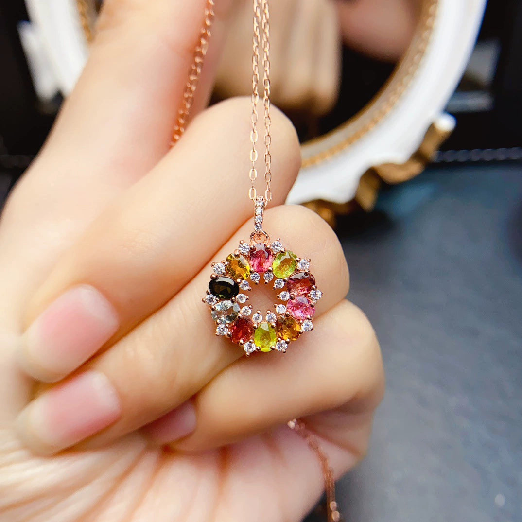 Circle Wreath Tourmaline Necklace