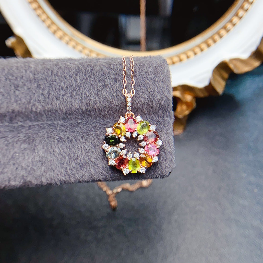 Circle Wreath Tourmaline Necklace