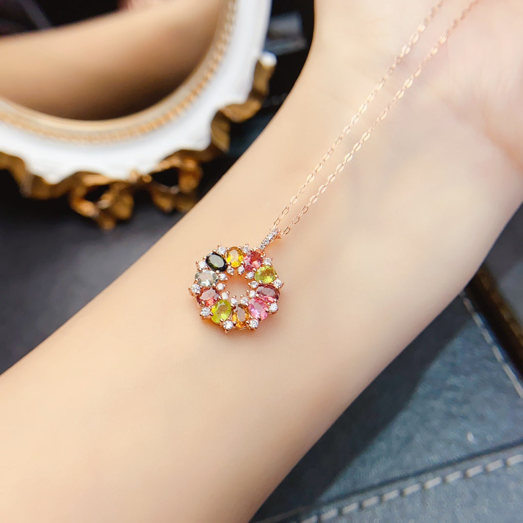 Circle Wreath Tourmaline Necklace