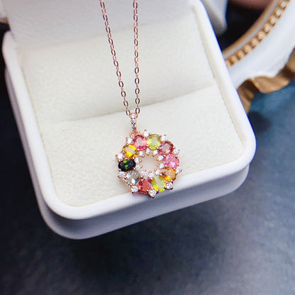 Circle Wreath Tourmaline Necklace