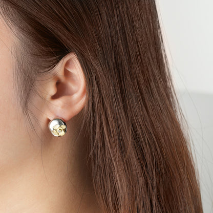 Shine Flower Golden Plated Zirconia Earrings