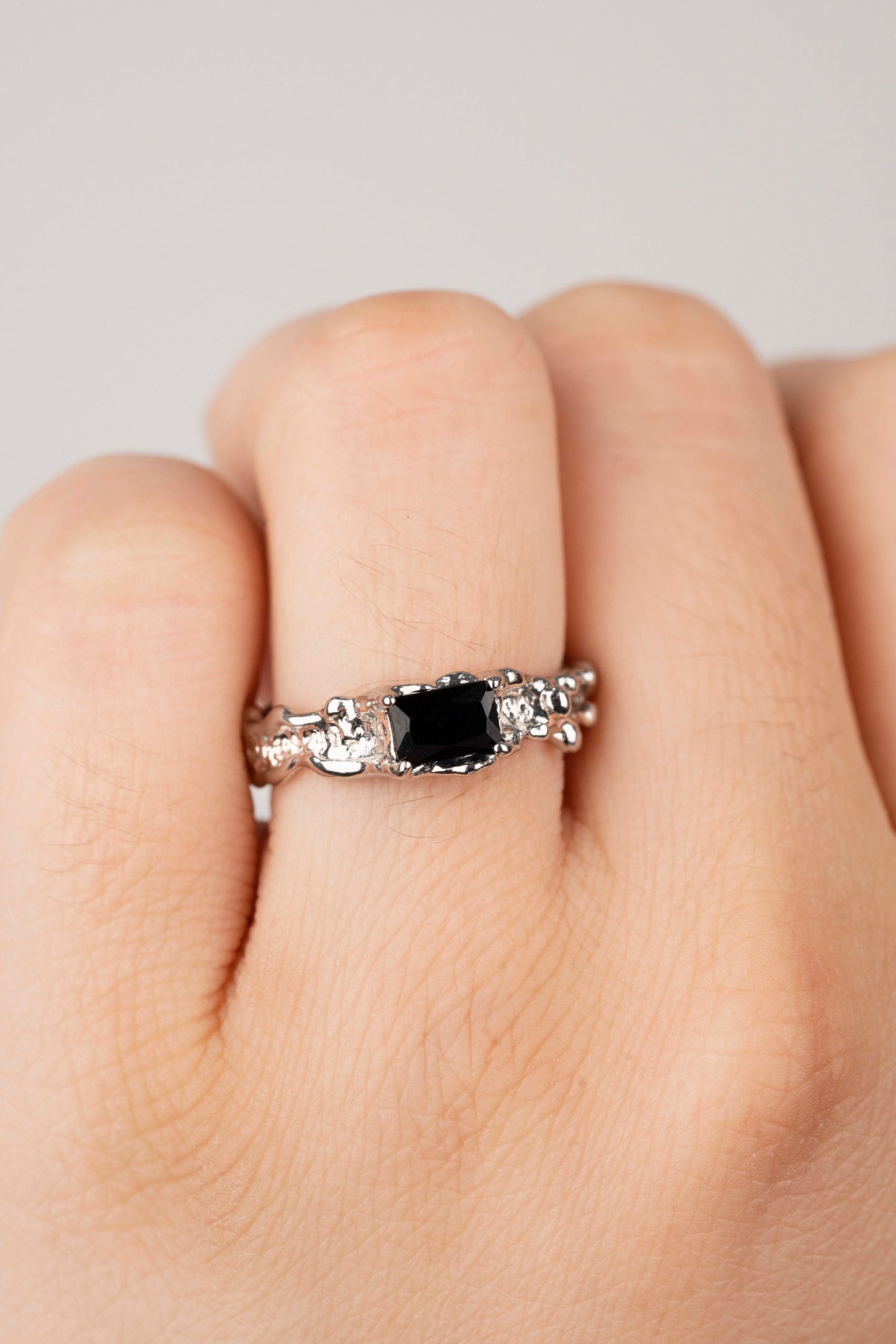 Black Tourmaline Crown Ring