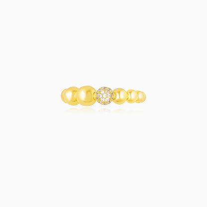Round Zirconia Golden Plated Open-ended Ring