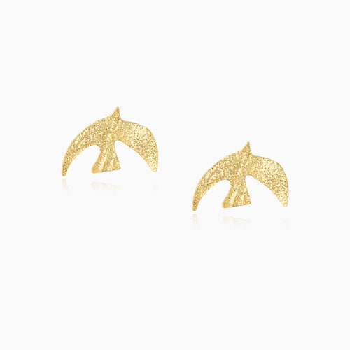 Vintage Dove Shaped Gold Plated Earrings