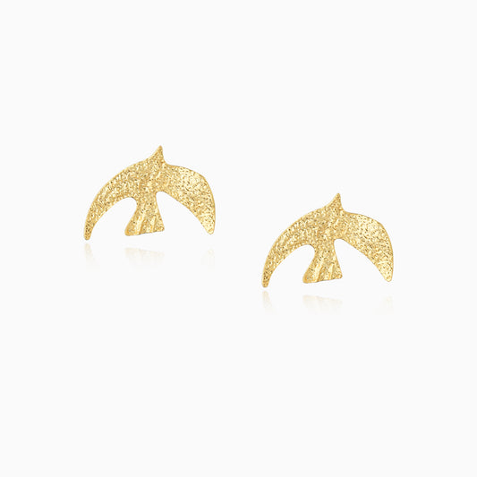 Vintage Dove Shaped Gold Plated Earrings
