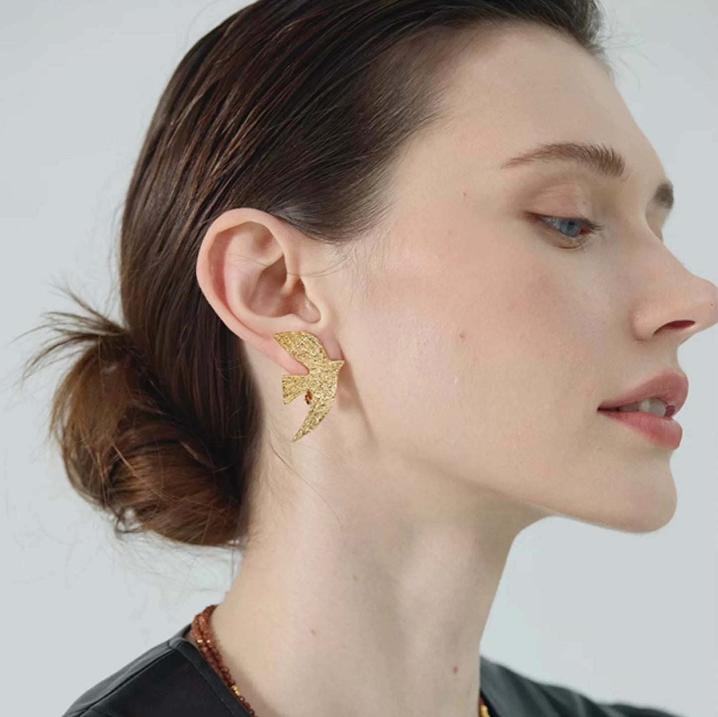 Vintage Dove Shaped Gold Plated Earrings
