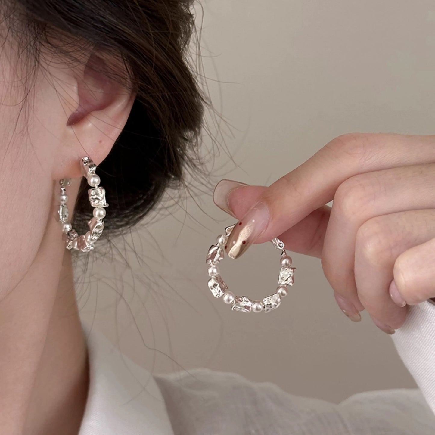 Irregular Textured Pearl Earrings