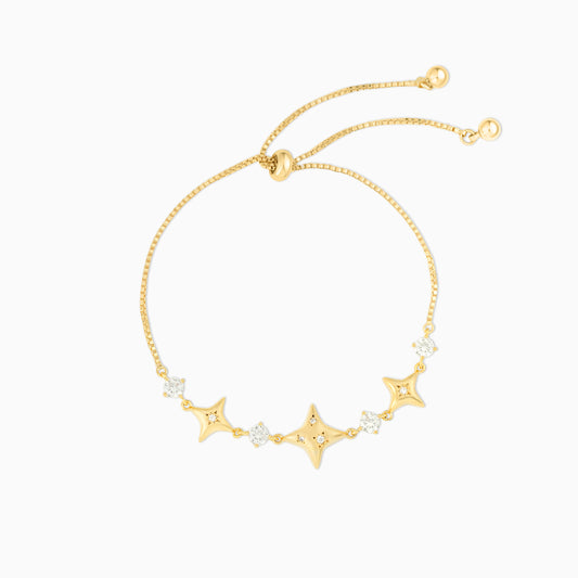 Rhombic Zirconia Slider Clasp Gold Plated Bracelet
