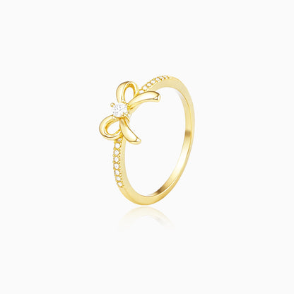 Bow Tie Gold Plated Zirconia Ring