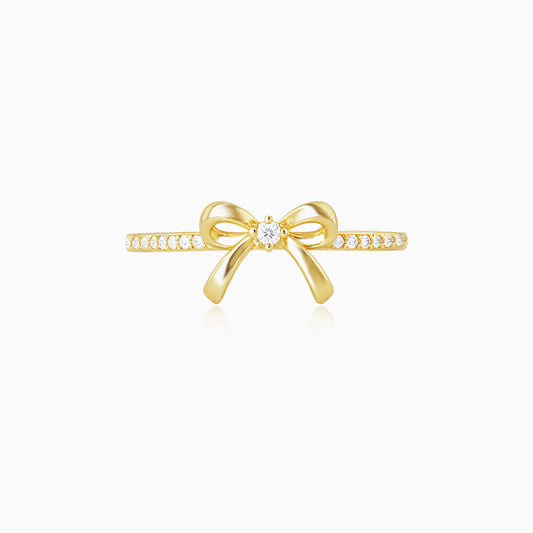 Bow Tie Gold Plated Zirconia Ring