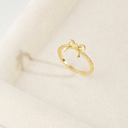 Bow Tie Gold Plated Zirconia Ring