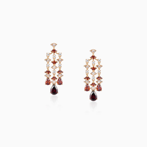 Garnet-Red Tiered Earrings