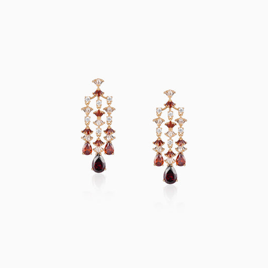 Garnet-Red Tiered Earrings