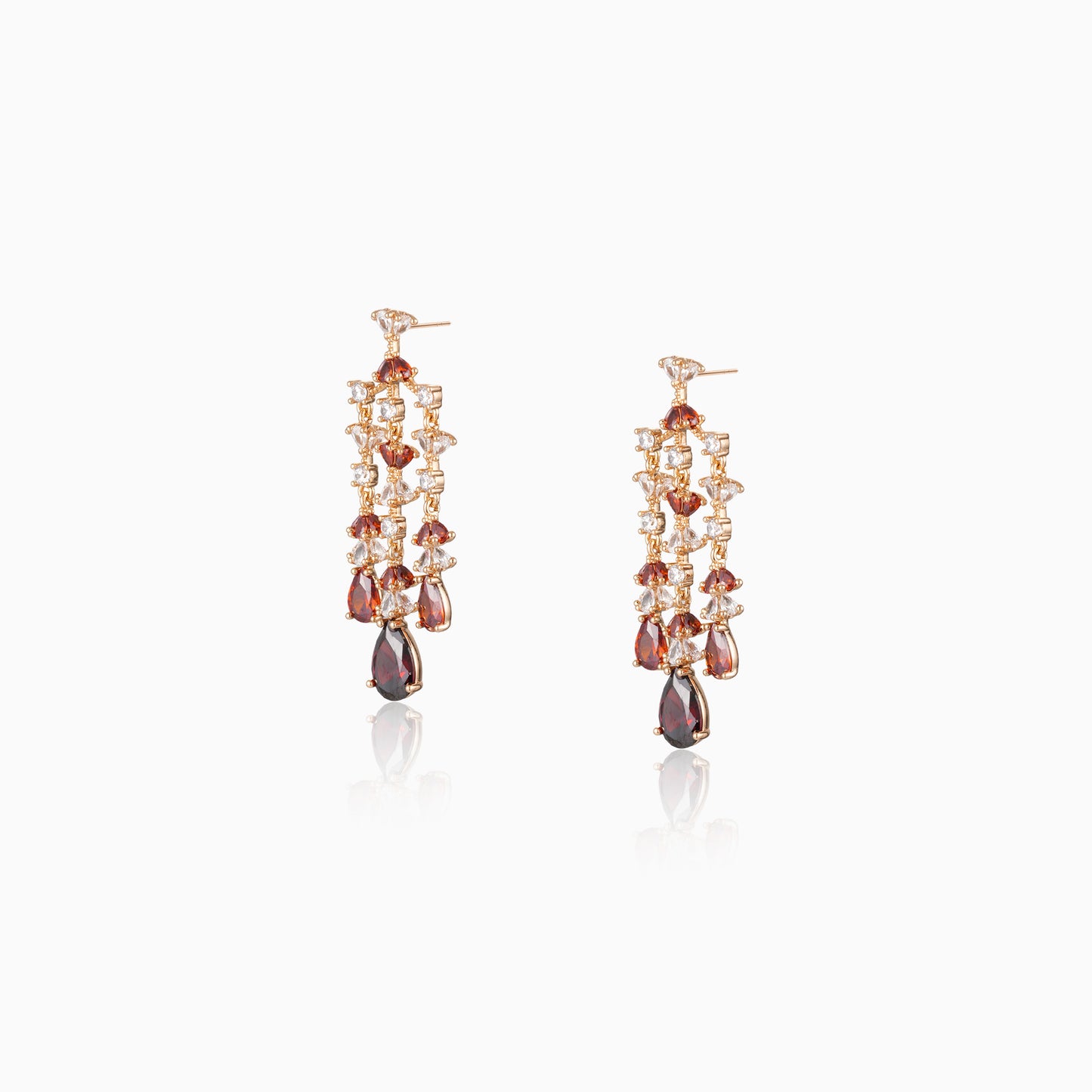 Garnet-Red Tiered Earrings