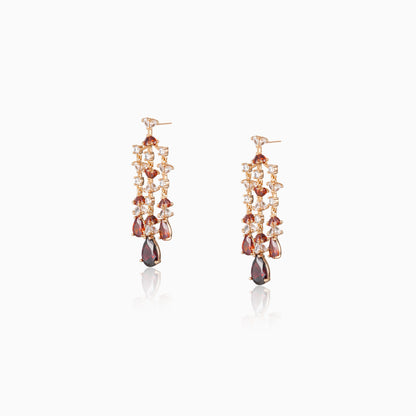 Garnet-Red Tiered Earrings