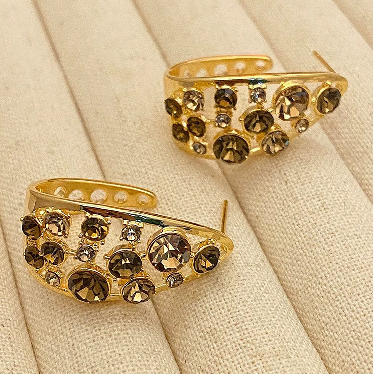 Amber Glow Half-Hoop Earrings