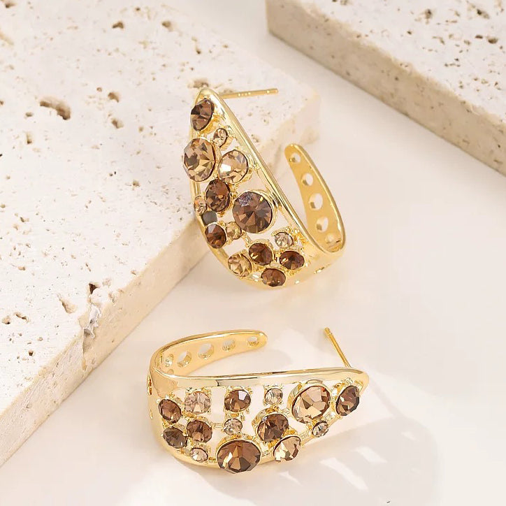 Amber Glow Half-Hoop Earrings