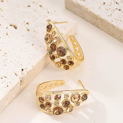 Amber Glow Half-Hoop Earrings