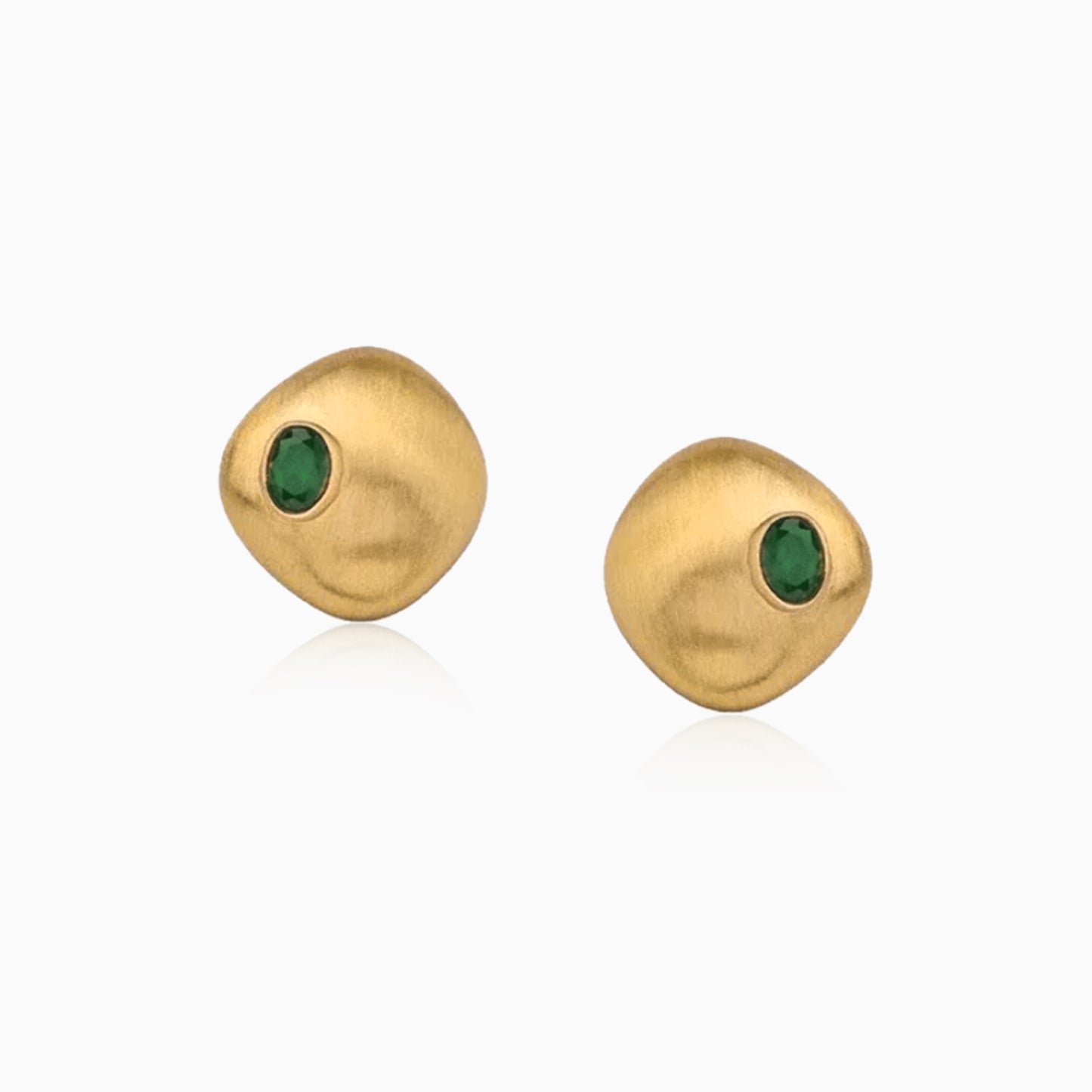 Green Stone Melt Studs Earrings
