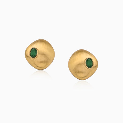 Green Stone Melt Studs Earrings