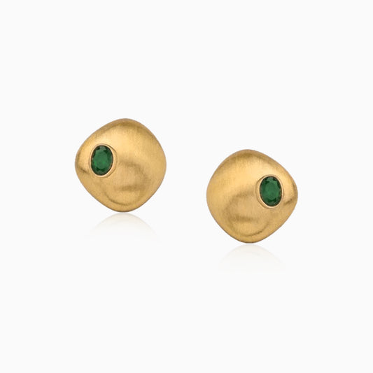 Green Stone Melt Studs Earrings