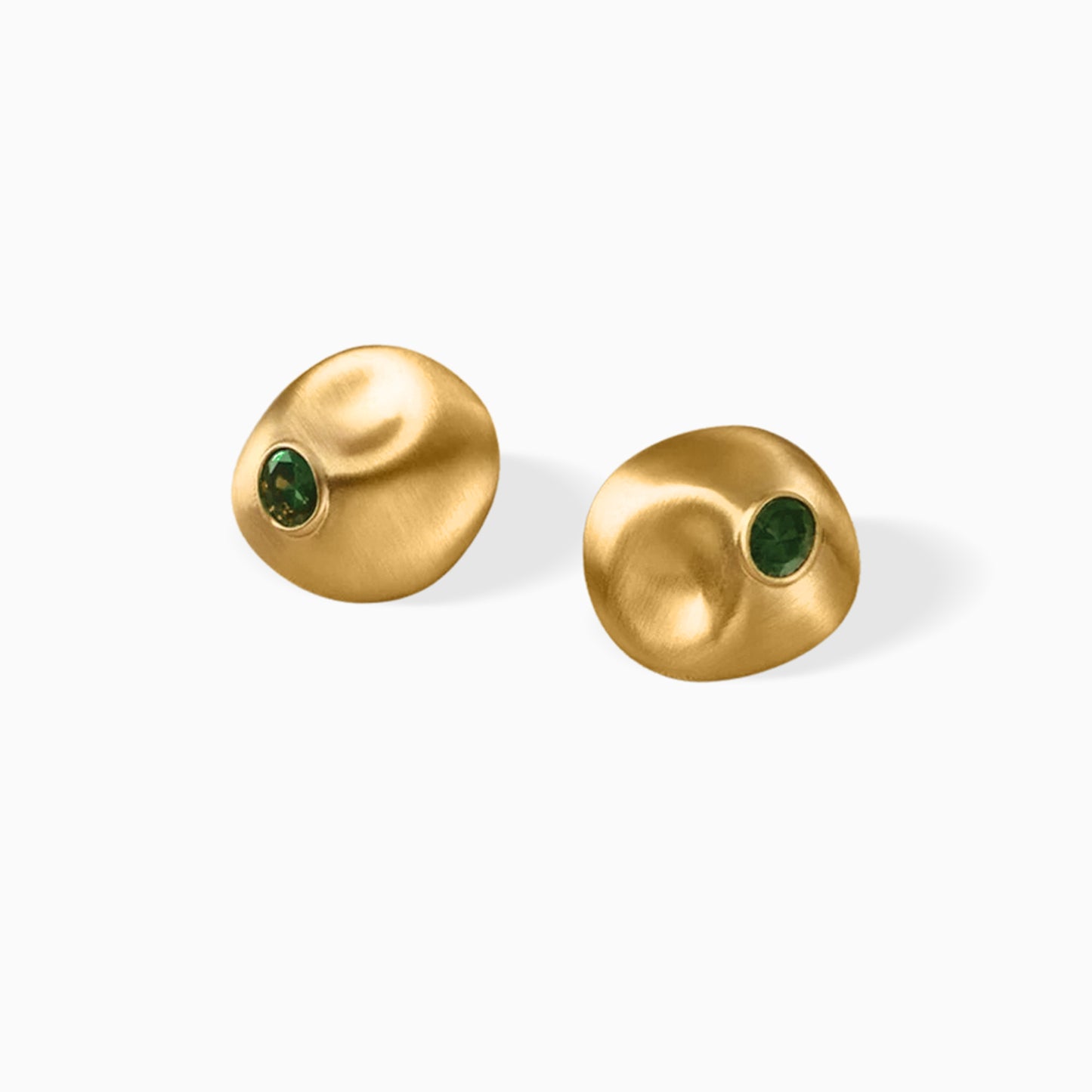 Green Stone Melt Studs Earrings