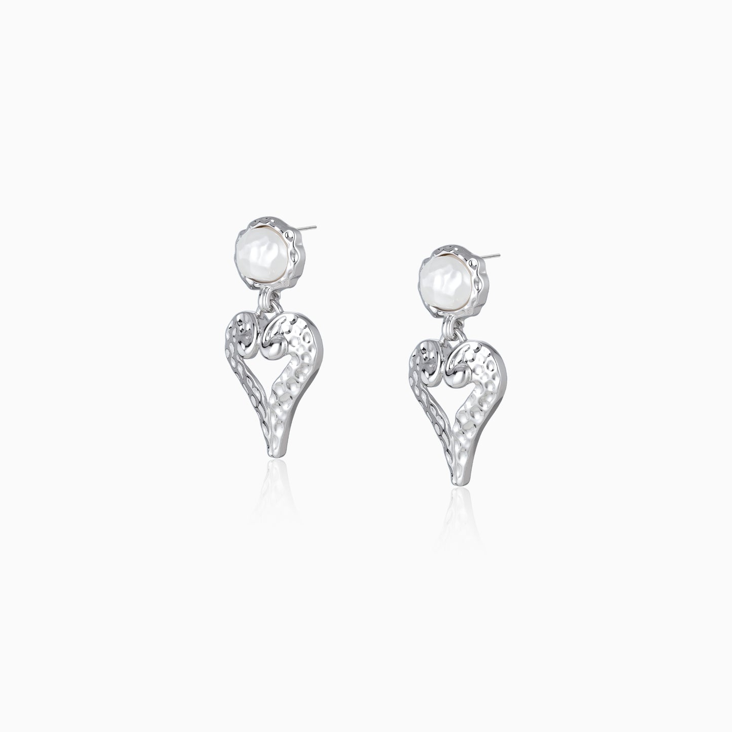 Artisan Pearl Heart Drops Earrings