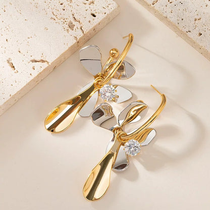 Two-Tone Petal Bloom Earrings