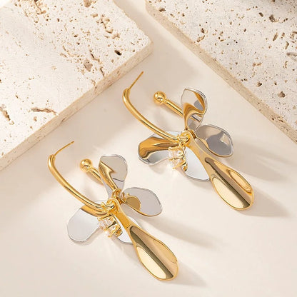 Two-Tone Petal Bloom Earrings