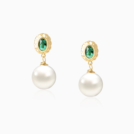 Emerald Natural Pearls Earrings