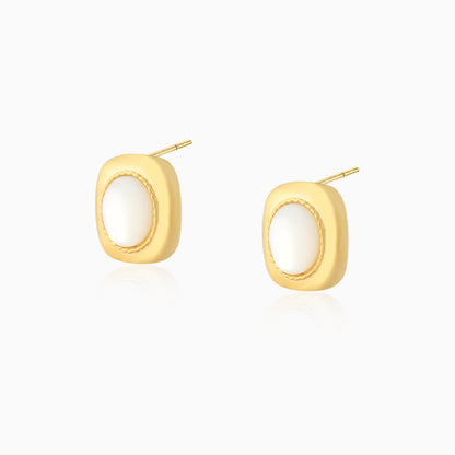 Sleek Oval Mother of Pearls Earrings