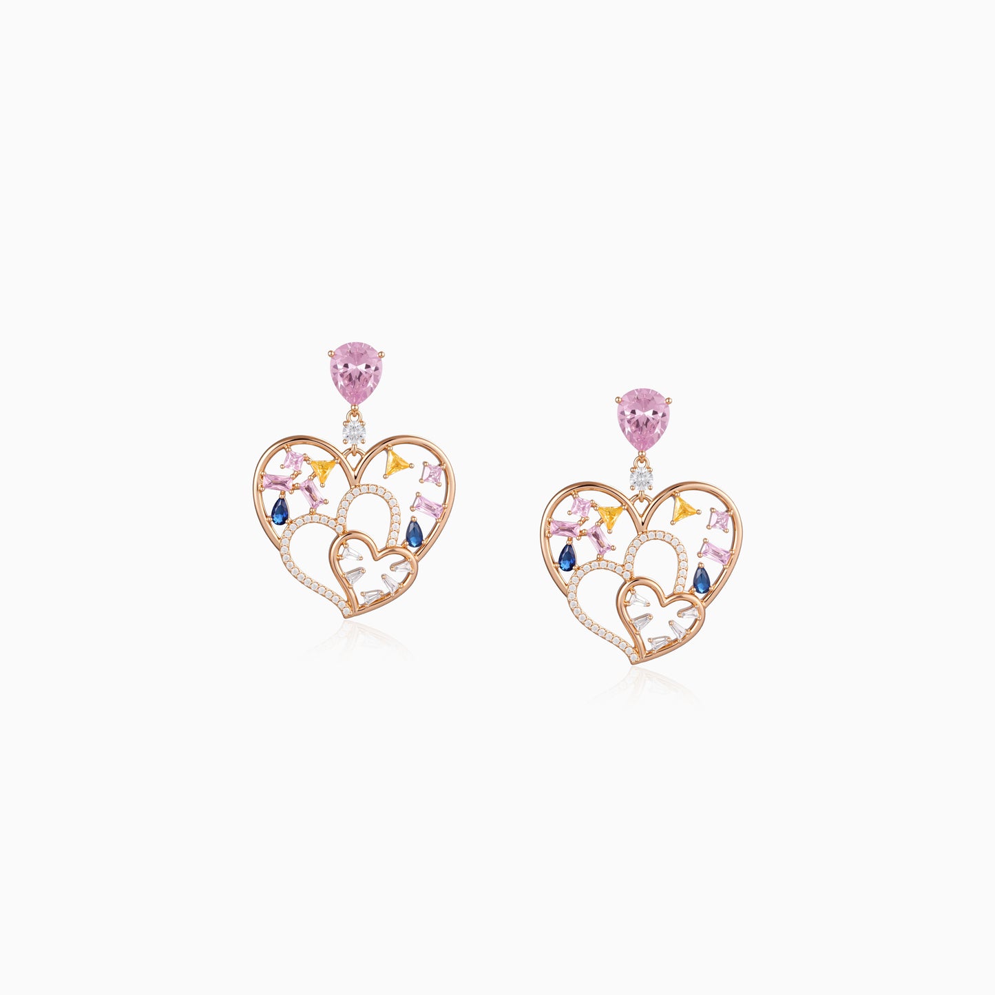 Layered Heart Dangle Earrings