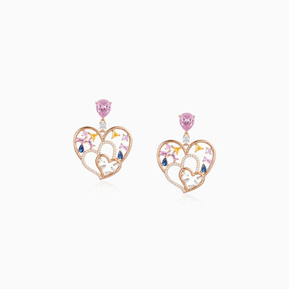 Layered Heart Dangle Earrings