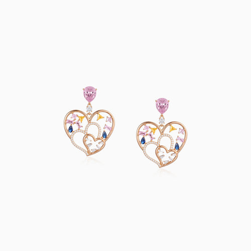 Layered Heart Dangle Earrings