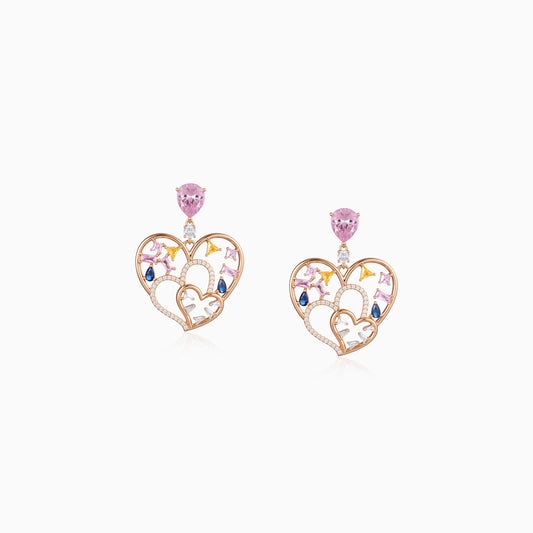 Layered Heart Dangle Earrings