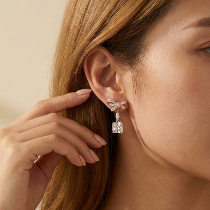 Sparkling Bow Charm Earrings