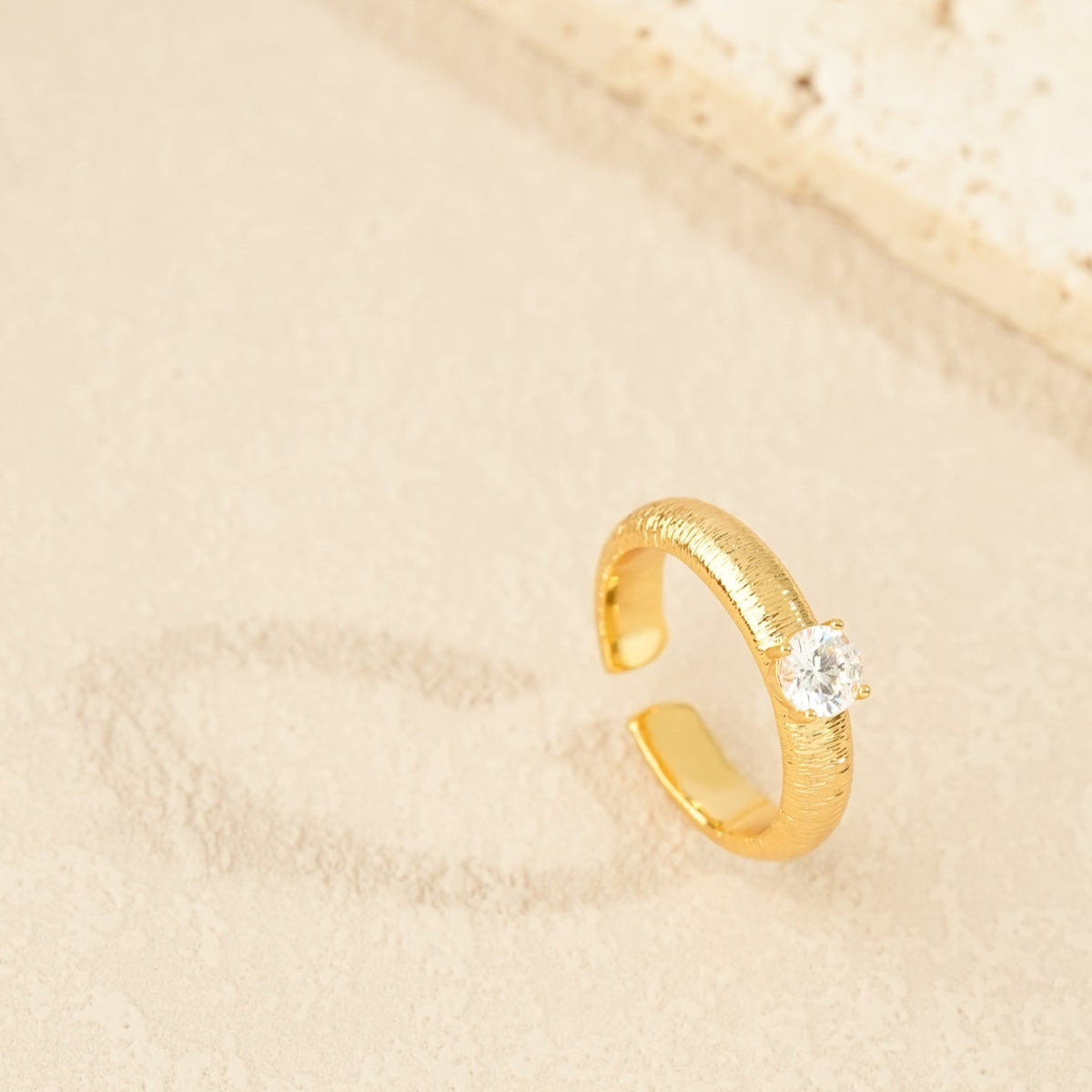 Textural Gold Plated Zirconia Open-ended Ring