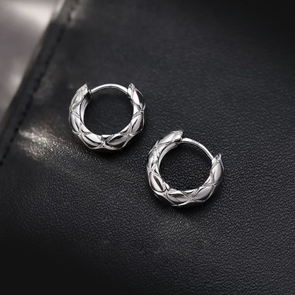 Quilted Round Hoop Earrings