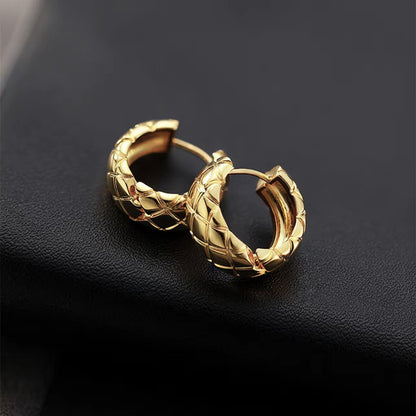 Quilted Round Hoop Earrings